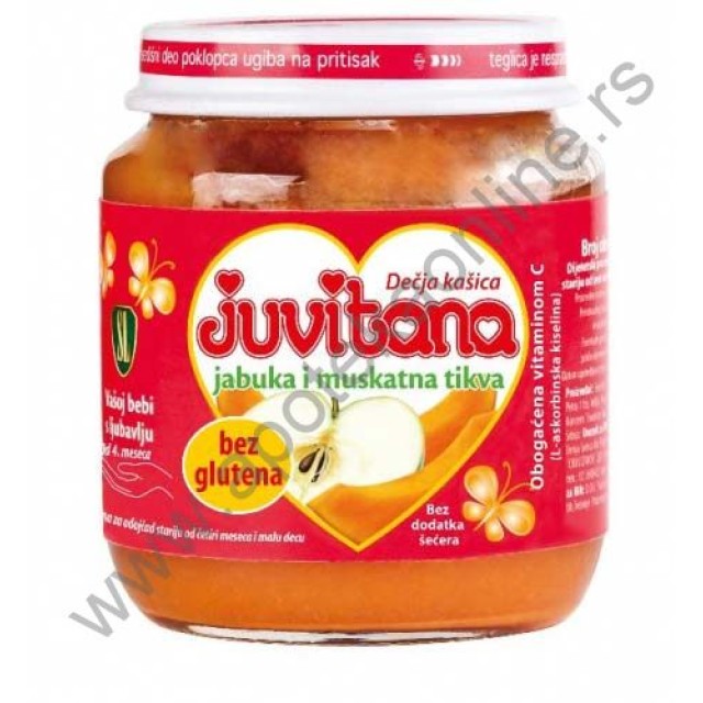 JUVITANA KAŠICA OD JABUKE I MUSKATNE TIKVE 128g - Online Apoteka JUVITANA KAŠICA OD JABUKE I MUSKATNE TIKVE 128g